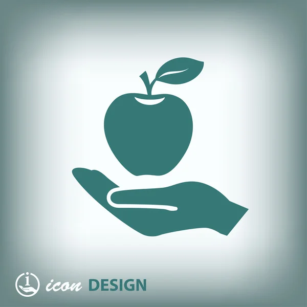 Apple on hand icon — Stock Vector