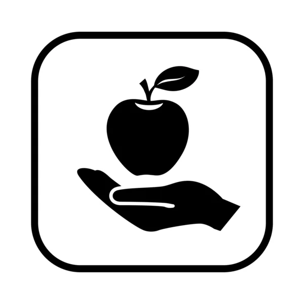 Apfel auf Hand-Symbol — Stockvektor