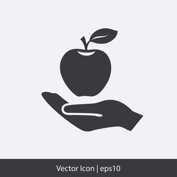 Icône Apple sur la main — Image vectorielle