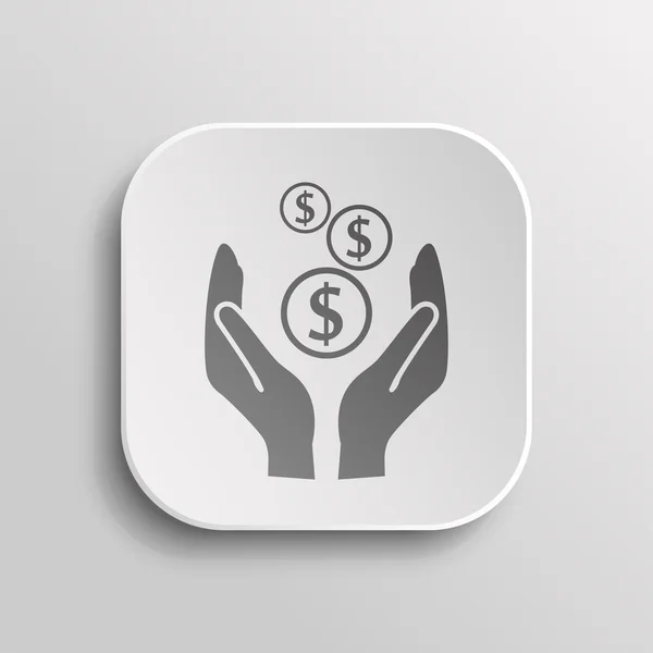 El dinero en las manos icono — Vector de stock