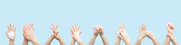 Hand Washing Steps Woman Hands Showing How Clean Her Hands — Stock Photo, Image