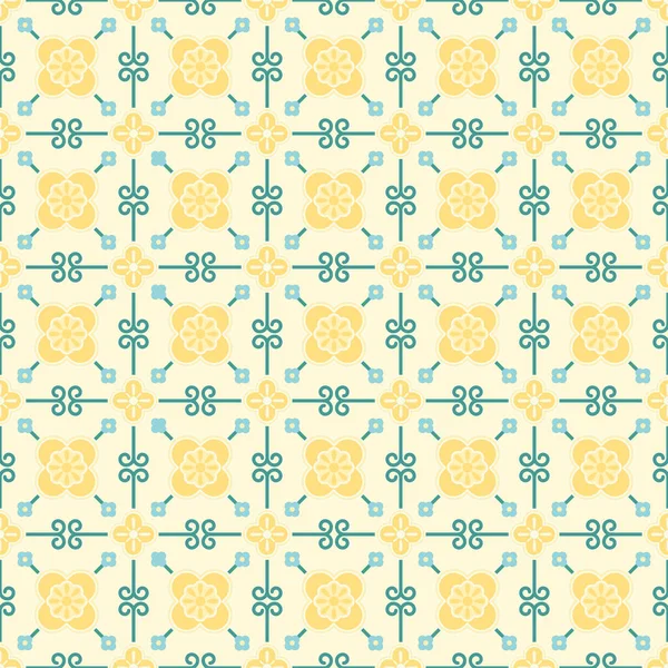 Resumen Pequeño Azulejo Floral Amarillo Patrón Sin Costura Vector Fondo — Archivo Imágenes Vectoriales