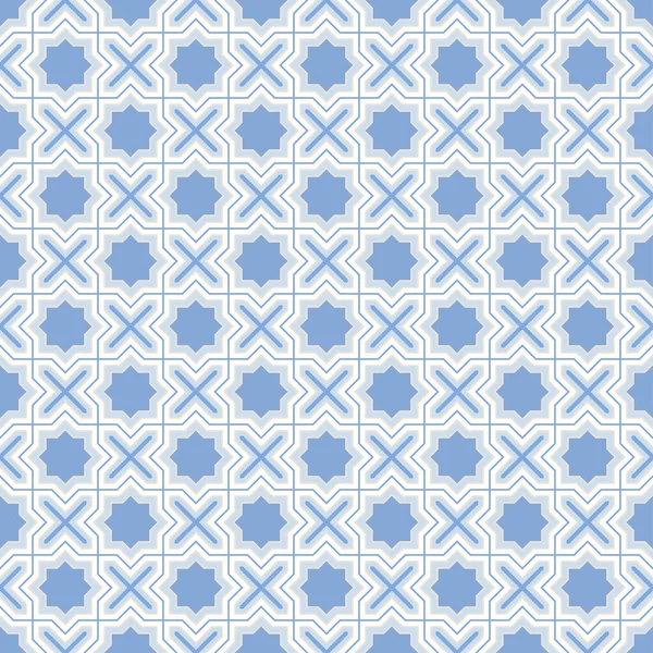 Carrelage Ciment Bleu Géométrique Motif Sans Couture Vecteur Arabesque Fond — Image vectorielle
