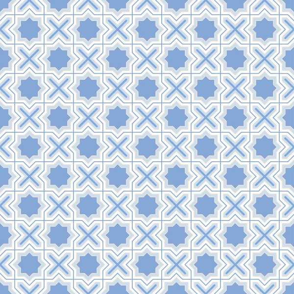 Geometrische Blauwe Cement Tegel Naadloze Patroon Vector Arabesque Stijl Achtergrond — Stockvector