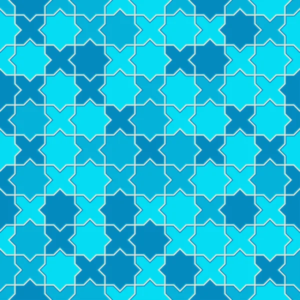 Geometrische Blauwe Mozaïek Tegel Naadloos Patroon Vector Abstracte Achtergrond — Stockvector