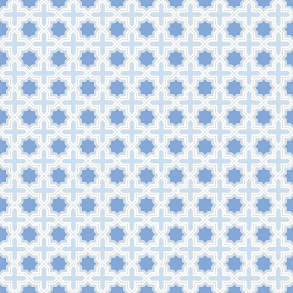 Geometrische Blauwe Mozaïek Tegel Naadloze Patroon Vector Arabesque Stijl Achtergrond — Stockvector
