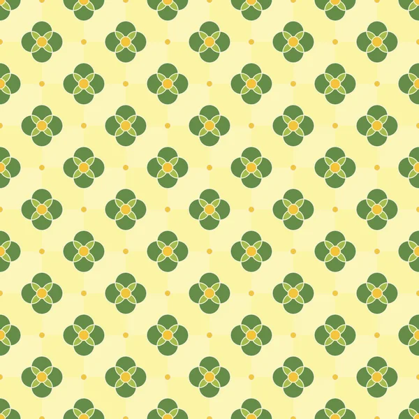 Fleur Jaune Feuilles Vertes Mosaïque Motif Sans Couture Fond Vectoriel — Image vectorielle