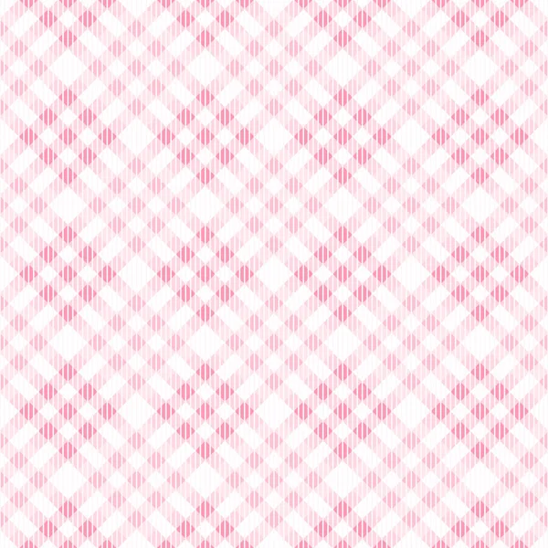 Plaid Seamless Pattern Pink Diagonal Checked Fabric Texture Vector Background — Stock Vector