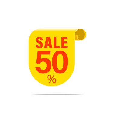 vektör simgesi illüstrasyonu, etiket tanıtımı, kaydırma şekli, sarı renk.