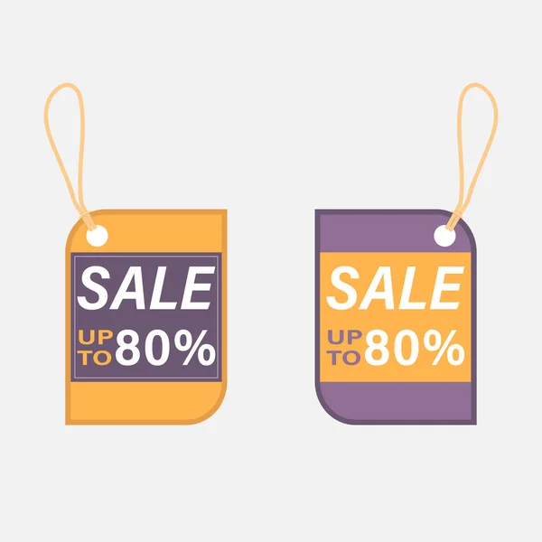 Two Tags Promotion Labels Flat Design Style Purple Yellow Color — Stock Vector