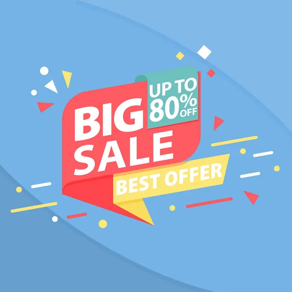 Big Sale Best Offer Promotion Banner Template Vector Flat Color — Stock Vector