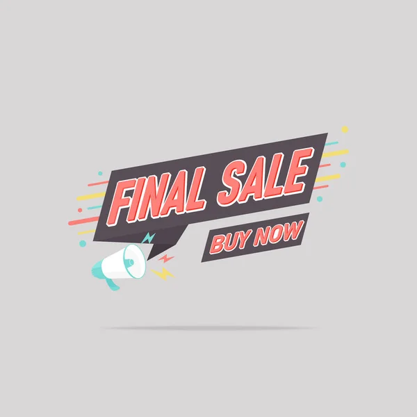 Final Sale Banner Template Design Promotion Origami Tag Megaphone Icon — стоковый вектор