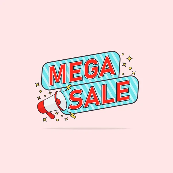 Mega Sale Banner Template Design Special Offer Banner Tag Megaphone — Image vectorielle