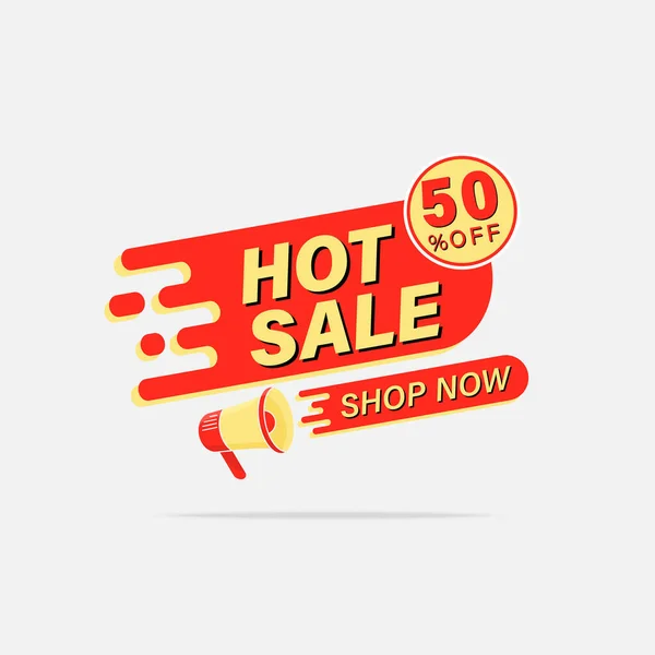 Modèle Bannière Hot Sale Étiquette Promotion Avec Icône Mégaphone Illustration — Image vectorielle
