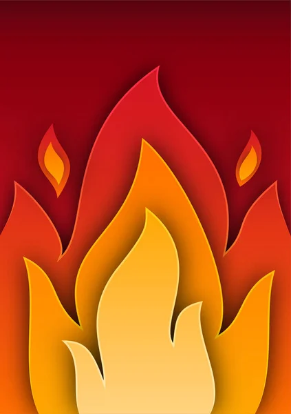 Bonfire Concept Background Paper Cut Style Red Color Tone Illustration — 스톡 벡터