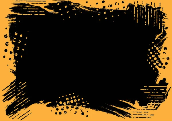 Abstrato Amarelo Grunge Textura Borda Áspero Preto Fundo Banner Template — Vetor de Stock