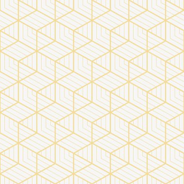 Soyut geometrik dikişsiz desen, geometrik duvar kâğıdı, fayans, tek renkli web pankartı için beyaz arkaplan tasarımı üzerinde basit altın çizgi dokusu