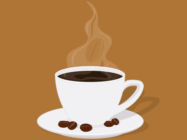 Buhar vektörü illüstrasyonlu bir fincan koyu kahve.