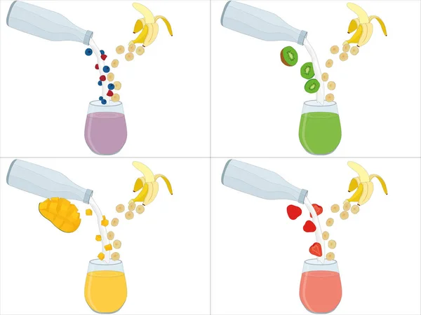 Smoothie Drink Fruit Berry Recipes Vector Illustration — Stock vektor