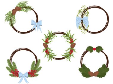 Kış dekorasyonu fikirleri toplama vektör illüstrasyonu