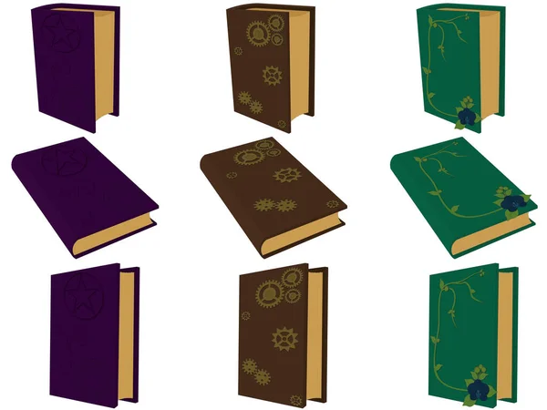 Magie Ingenieur Biologie Boeken Spel Asset Collectie Vector Illustratie — Stockvector