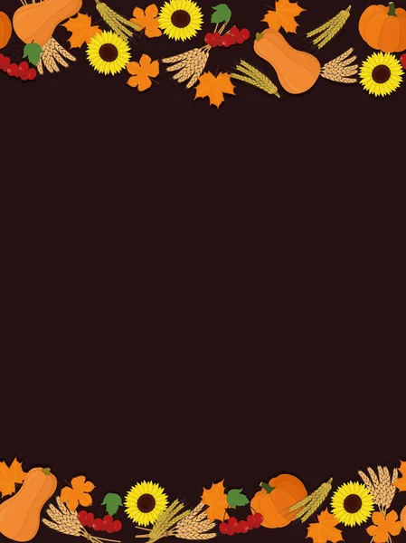 Autumn Fall Harvest Time Seamless Frame Background Vector Illustration — Stok Vektör