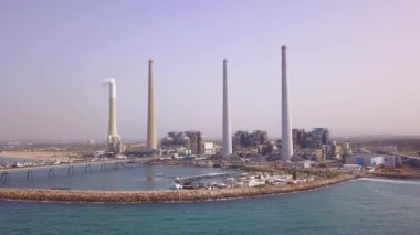 Aerial footage of the power plant at Israel.
