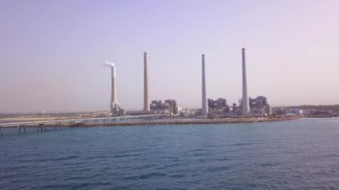 Aerial footage of the power plant at Israel.