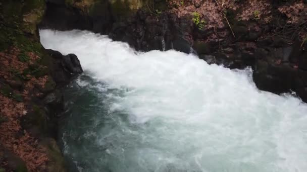 Быстрая Река Текущая Между Скалами — стоковое видео