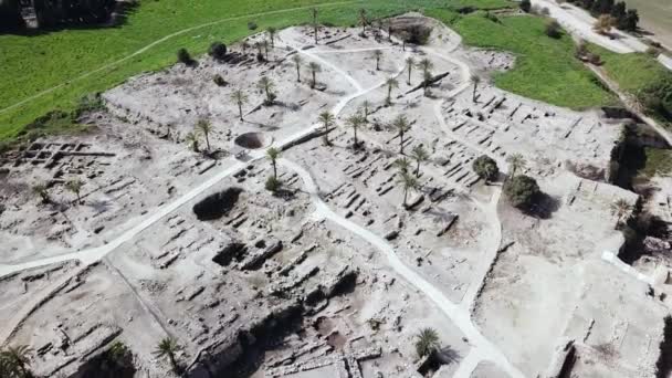 Megiddo National Park Israel Archeological Site Biblical Tel Megiddo Also — Stock Video