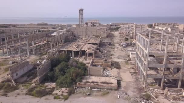 Abandoned Building Aerial View Old Factory Ruin — Vídeos de Stock