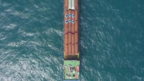 Cargo Ship Carries Industrial Metal Pipes — Vídeos de Stock
