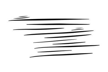 Rüzgâr karalama tarzında esiyor, vektör çizimi. Rüzgarlı havada soğuk hava dalgası. Yazdırma ve tasarım için toz sembolü. Beyaz arkaplanda izole edilmiş siyah çizgi ögesi.