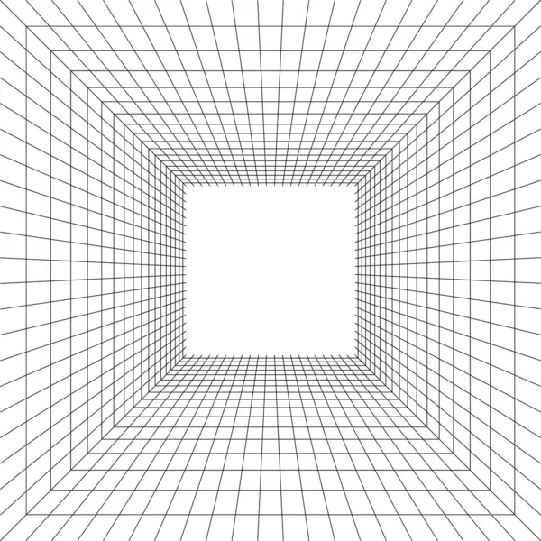 Mřížka Prostor Perspektivě Vektorové Ilustrace Stylu Vnitřní Drátěný Rám Černých — Stockový vektor