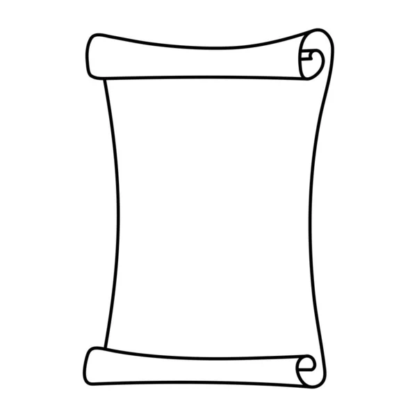 Scroll frame in doodle stijl, vector illustratie. Geïsoleerde cartoon symbool voor decoratie dagboek, dagboek en planner. Schets zwart element op witte achtergrond. Sjabloon papier scroll voor tekst — Stockvector