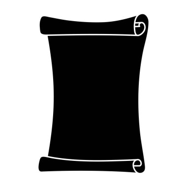 Silueti basit bir şekilde kaydır, vektör illüstrasyonu. Dekorasyon günlüğü, günlük ve planlamacı için izole edilmiş çizgi film sembolü. Beyaz arka planda siyah madde. Metin için şablon kağıt kaydırması