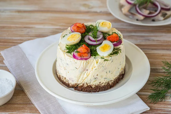 Snack Swedish Salad Cake Herring Potatoes Egg Sour Cream Mousse — 图库照片
