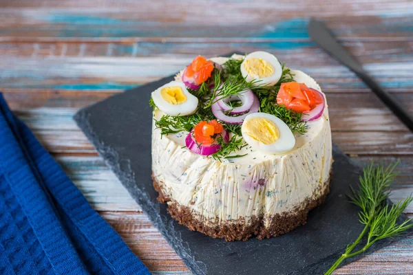 Snack Swedish Salad Cake Herring Potatoes Egg Sour Cream Mousse — 图库照片