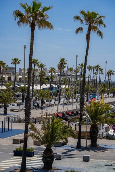 13 Mayıs 2022 Barcelona, İspanya 'da birçok yatla Olimpiyat limanında liman