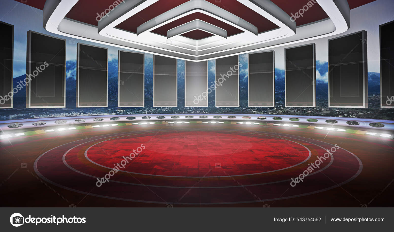 Modern Virtual Studio Show Background Ideal News Shows Live Events Stock  Photo by ©TerryPapoulias 543754562