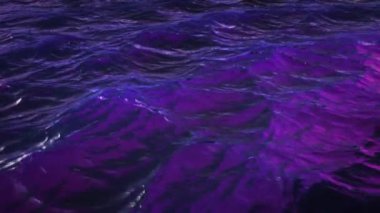 Retro deniz dalgaları CG 3D animasyon, mor yansımalı retro estetik