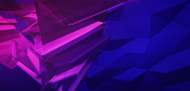 Abstract graphics, geometric background. A scifi aesthetic, dark 3D purple illustration template, ideal for technology compositions