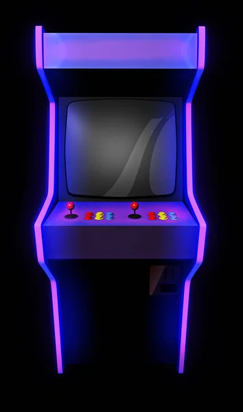 Arcade Spielmaschine Vorderseite Grafik Hintergrund Rendering Vorlage Mit Leerem Bildschirm — Stockfoto