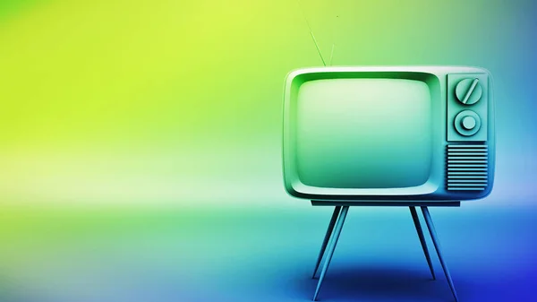 Television Set Concept Vintage Crt Set Modern Colorful Background Copy — Fotografia de Stock