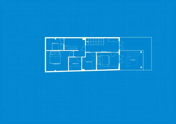 Blueprint Plan Vector Illustration Plan Modern Residential Building — Stockfoto