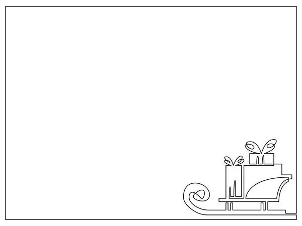 Marco Con Trineo Navideño Con Regalos Línea Continua Ilustración Vectorial Vectores de stock libres de derechos