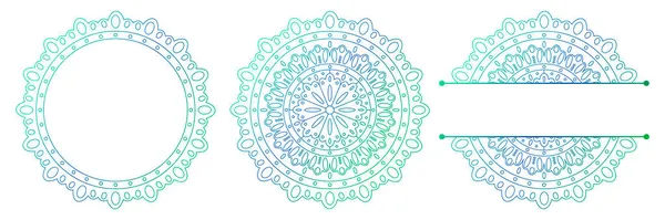 Набор Цветочных Мандал Сплит Рисунок Виде Мандалы Henna Mehndi Татуировки — стоковый вектор