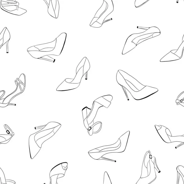 Patrón Sin Costuras Con Zapatos Tacón Alto Ilustración Vectorial Dibujada Vector de stock