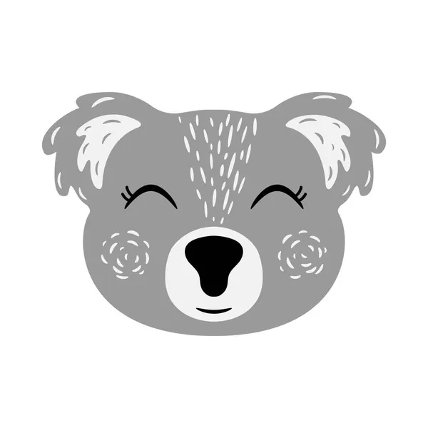 Lindo Koala Ilustración Vectorial Aislada Sobre Fondo Blanco Diseño Plano — Archivo Imágenes Vectoriales