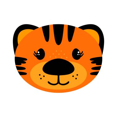 Tatlı kaplan. Beyaz arkaplanda izole edilmiş vektör çizimi. İskandinav tarzı düz tasarım. Çocuk yazdırma kavramı.